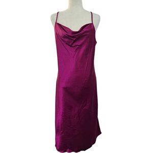 Bebe Women's Y2K Made In USA Fuchsia Cowl Neck Spaghetti Straps Slip Dress Large